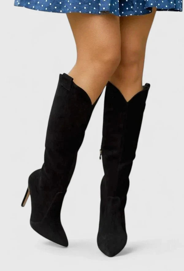Arletta | Women's Leather Pointed-Toe Stiletto Knee-High Boots