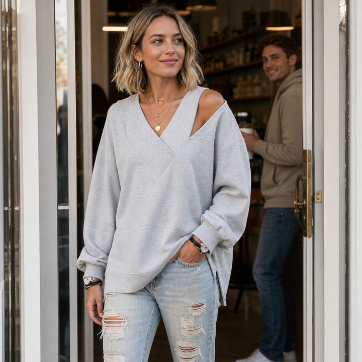 Melina | Women's Oversized Ribbed Long-Sleeve Hoodie