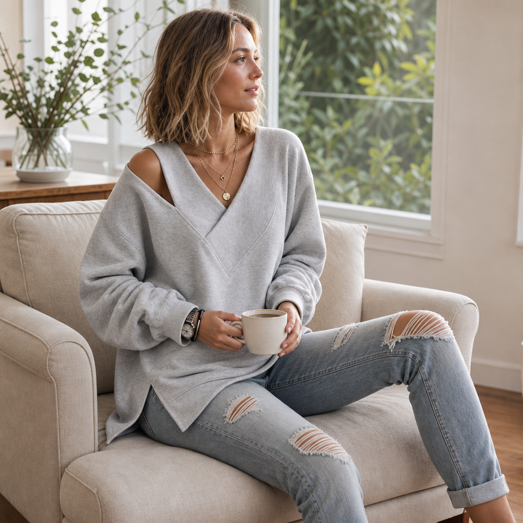 Melina | Women's Oversized Ribbed Long-Sleeve Hoodie