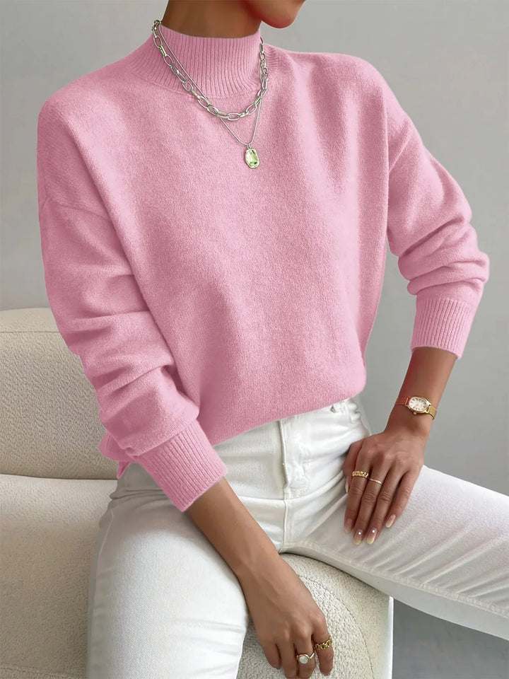 Stasia | Women's Mock-Neck Ribbed Long-Sleeve Sweater