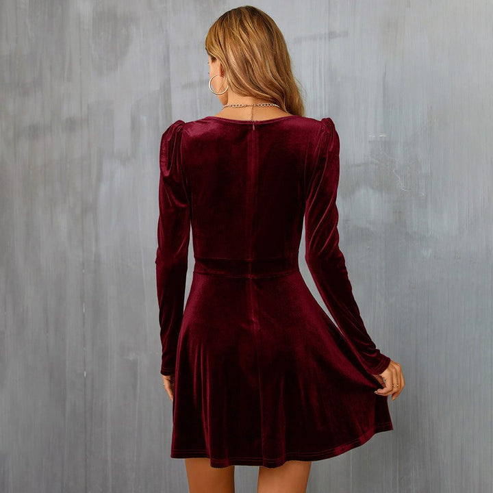 Amandine | Women's Velvet Wrap V-Neck Long-Sleeve Dress