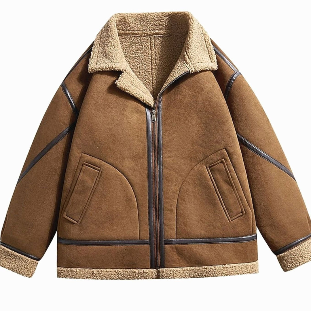 Olympe | Women's Sherpa Shearling-Collar Zip-Front A-Line Coat
