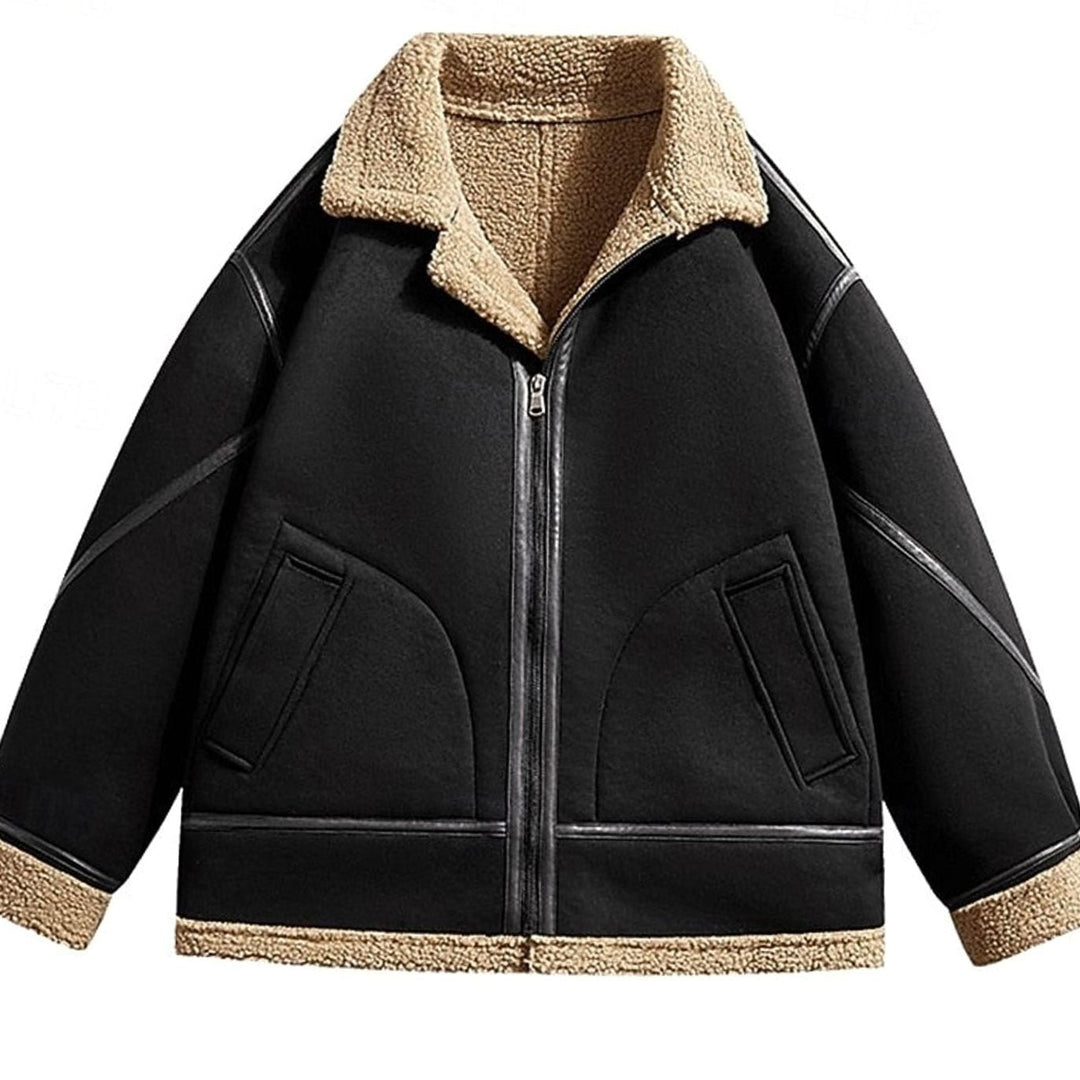 Olympe | Women's Sherpa Shearling-Collar Zip-Front A-Line Coat