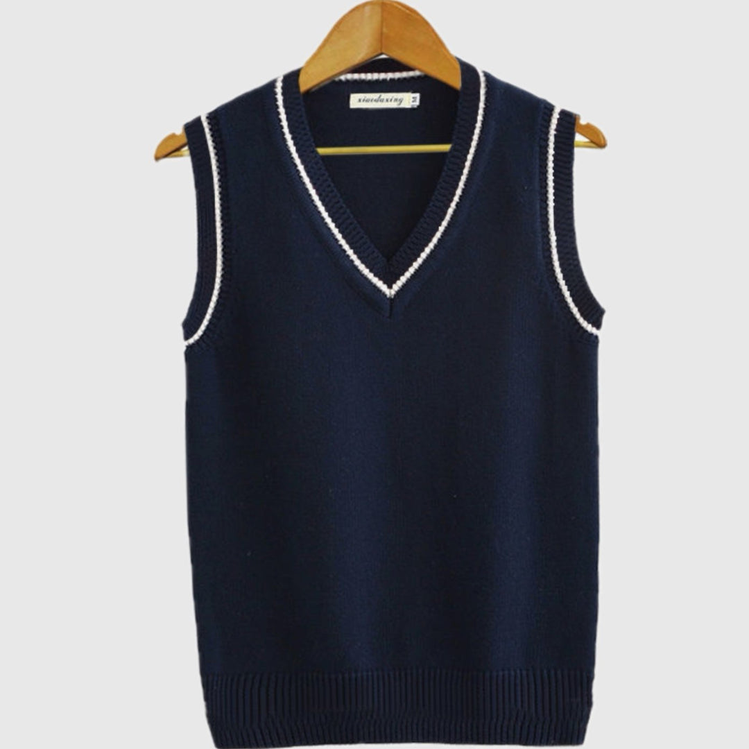 Prudence | Women's Cable-Knit Striped V-Neck Sleeveless Sweatshirt