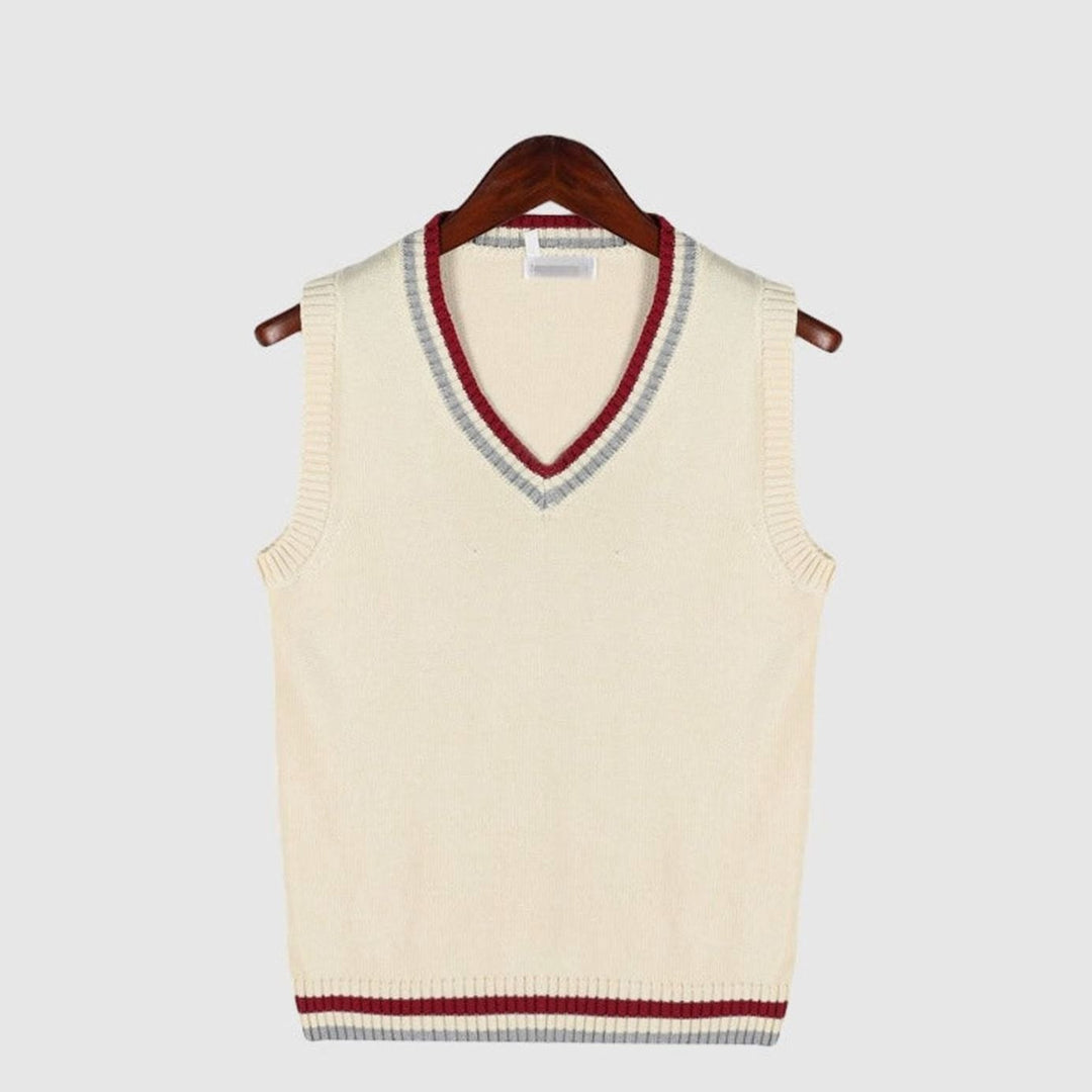 Prudence | Women's Cable-Knit Striped V-Neck Sleeveless Sweatshirt