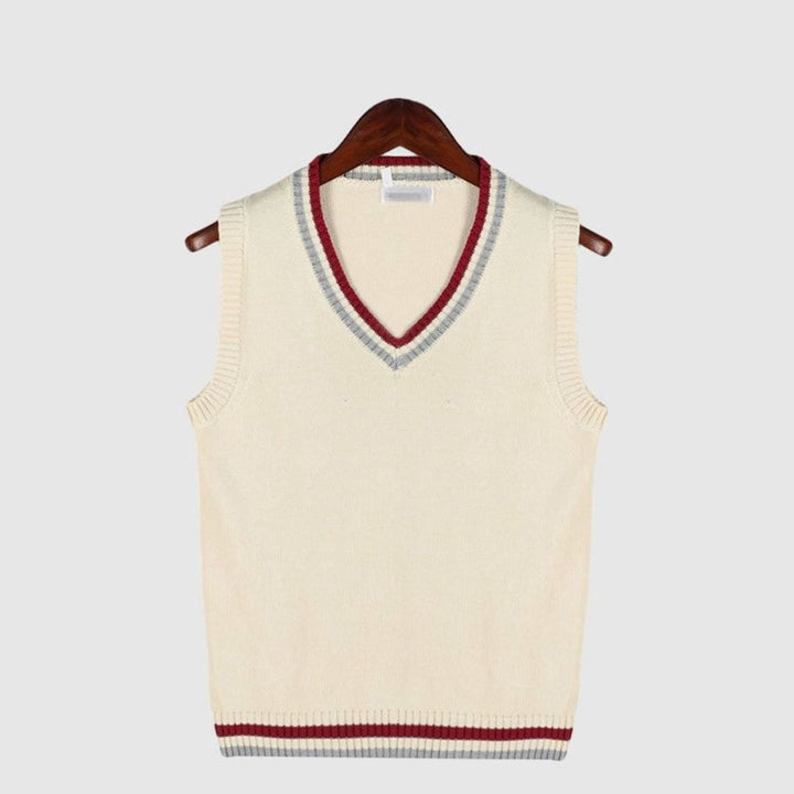 Prudence | Women's Cable-Knit Striped V-Neck Sleeveless Sweatshirt