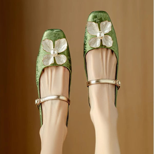 Hannelore | Women's Embellished Square-Toe Block-Heel Slingback Pumps