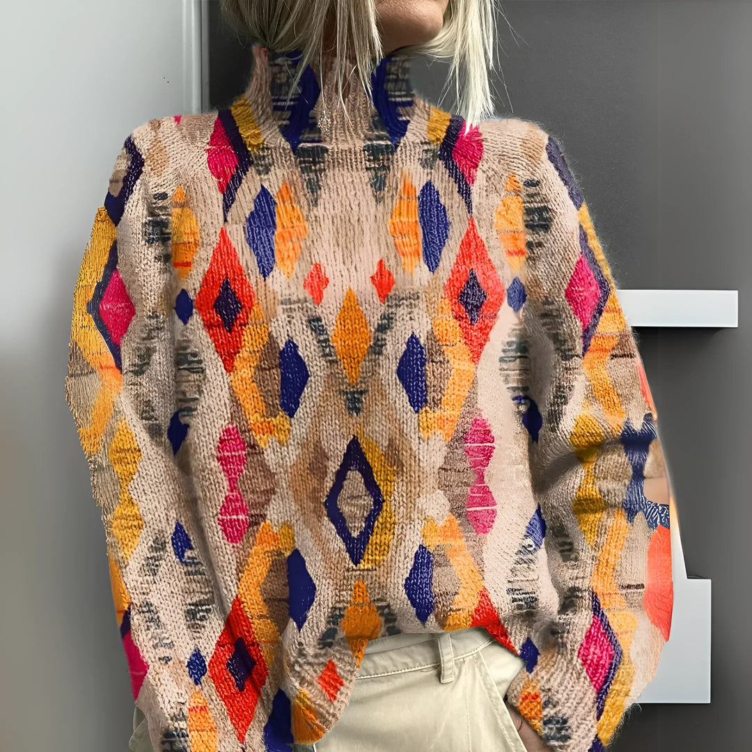 C&M® - Knit Sweater with Geometric Diamond Pattern
