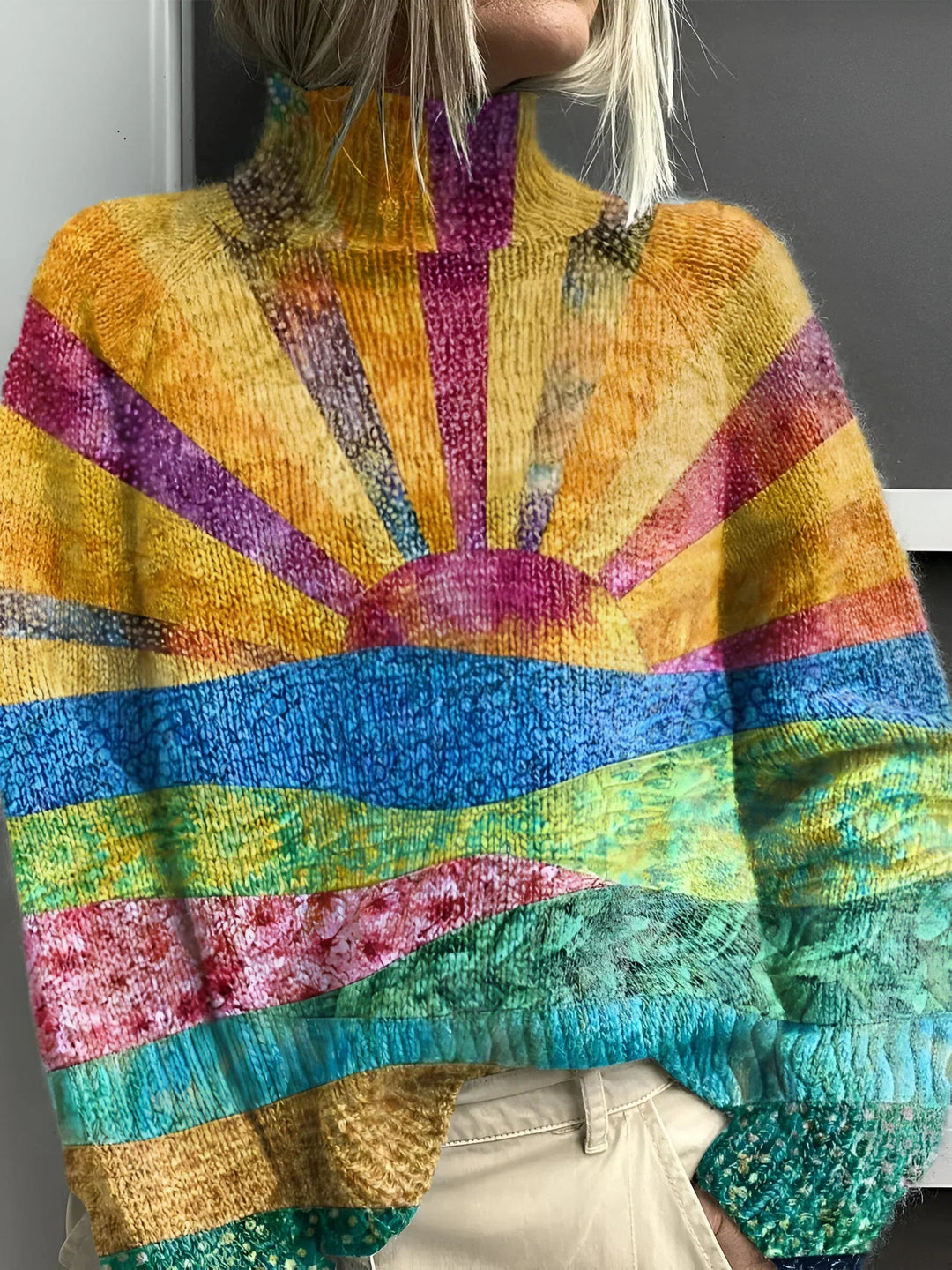 C&M® - Cheerful Colorful Turtleneck Sweater Carol & Margaret Wilmington