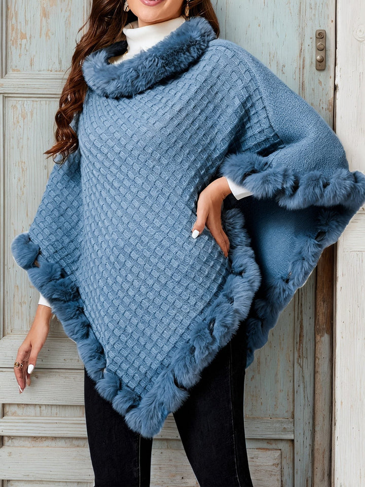 Rosamond | Women's Contrast-Trim Wrap Knit Quilted Cape Coat