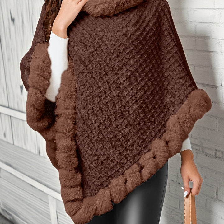 Rosamond | Women's Contrast-Trim Wrap Knit Quilted Cape Coat