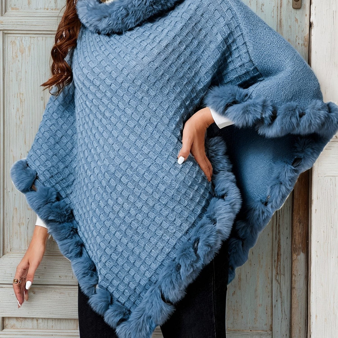 Rosamond | Women's Contrast-Trim Wrap Knit Quilted Cape Coat