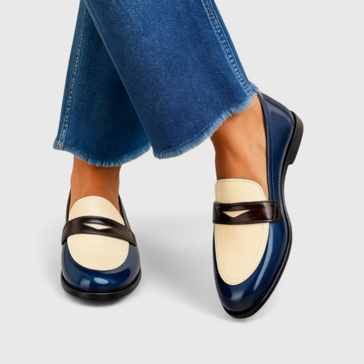 Leopoldine | Women's Two-Tone Round-Toe Block-Heel Slip-On Pumps