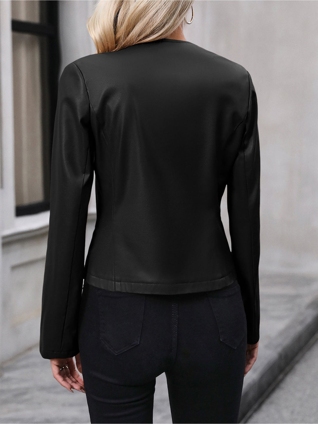 Prudence | Women's Leather Zip-Front Cropped Fitted Jacket