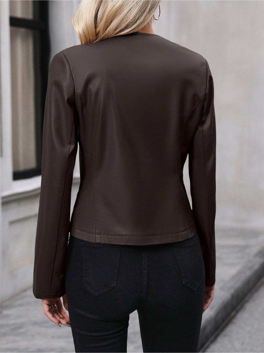 Prudence | Women's Leather Zip-Front Cropped Fitted Jacket