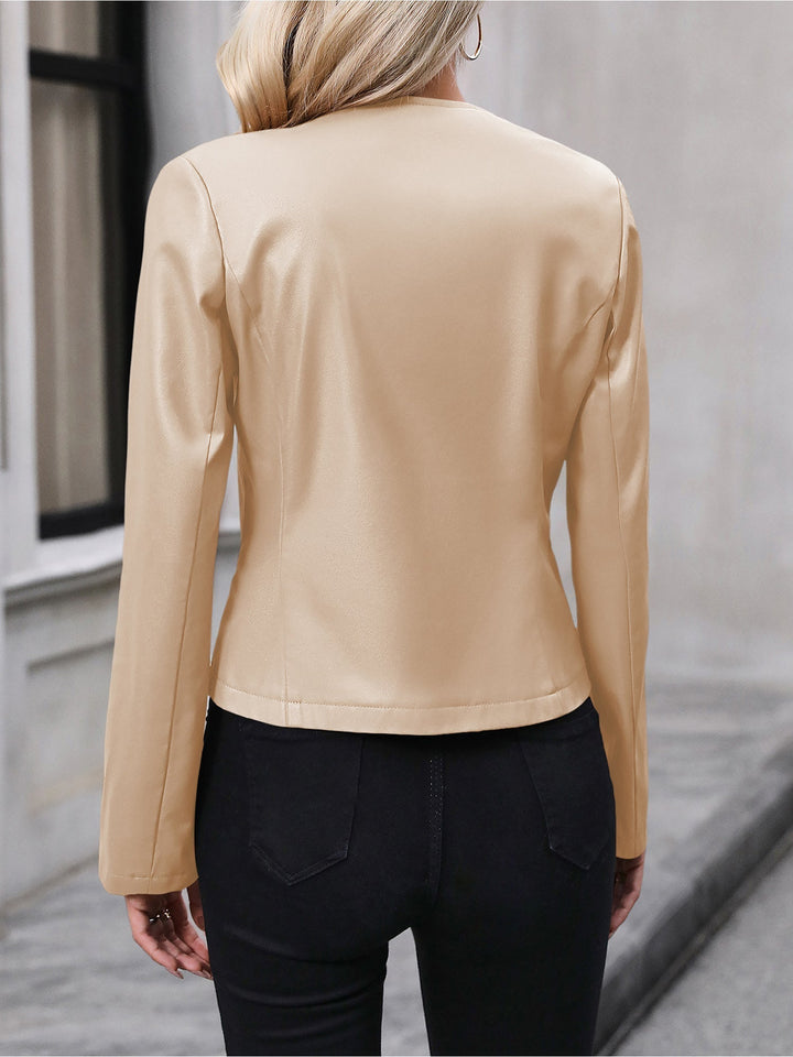 Prudence | Women's Leather Zip-Front Cropped Fitted Jacket