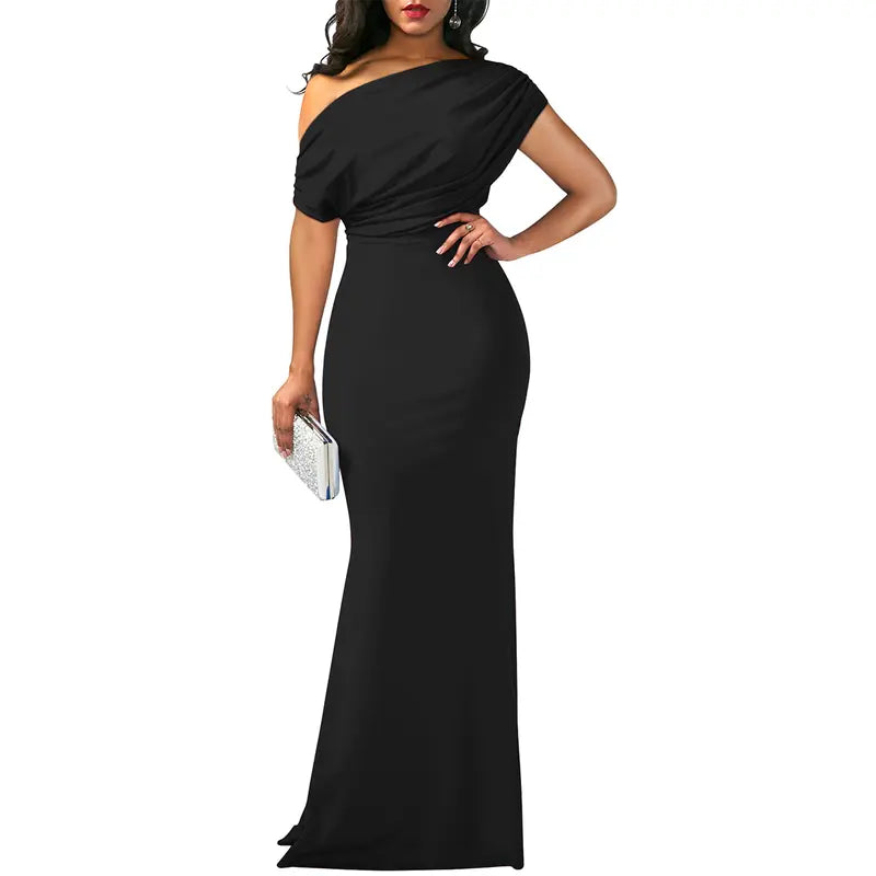 Yseult | Women's Bodycon Off-Shoulder Short-Sleeve Maxi Dress
