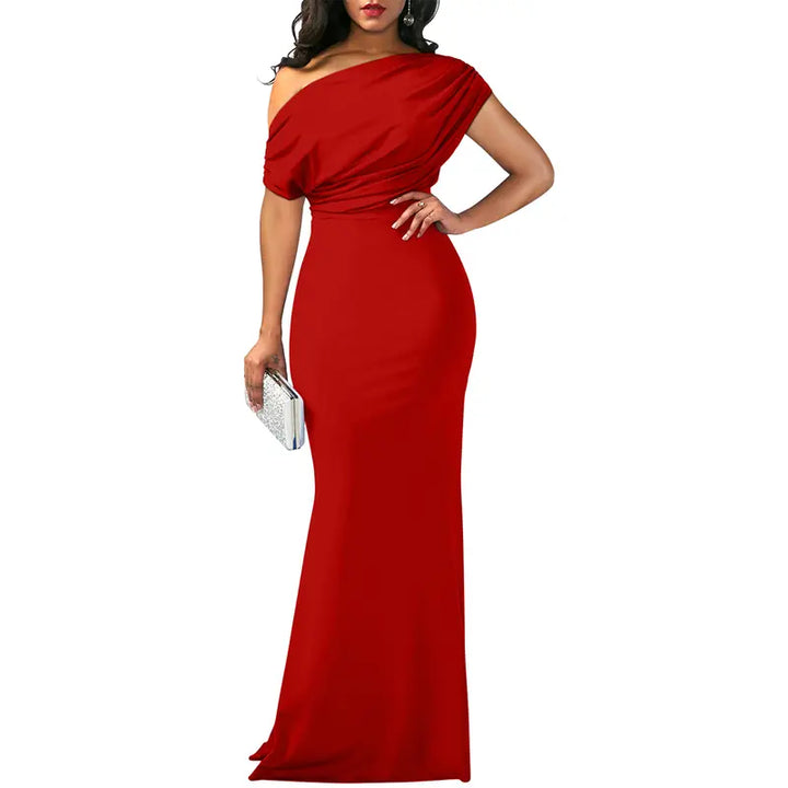 Yseult | Women's Bodycon Off-Shoulder Short-Sleeve Maxi Dress