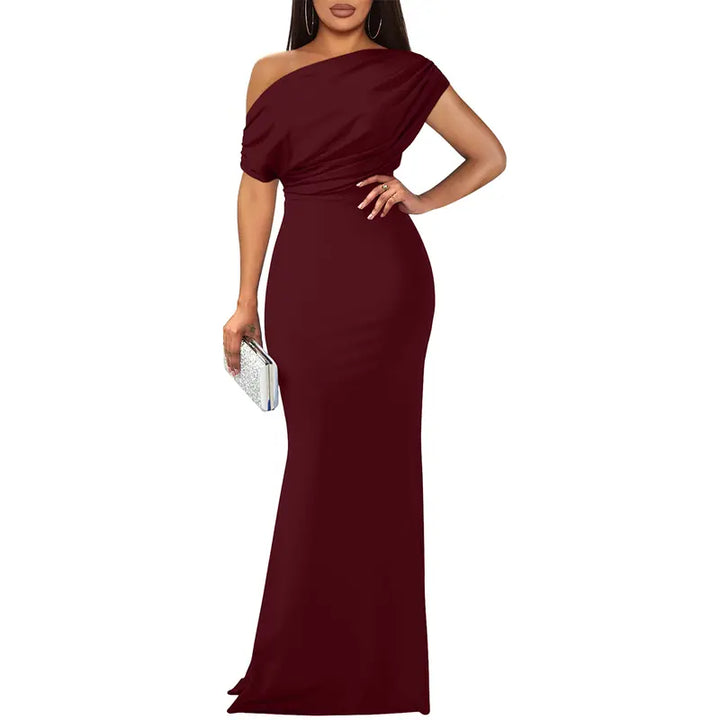 Yseult | Women's Bodycon Off-Shoulder Short-Sleeve Maxi Dress