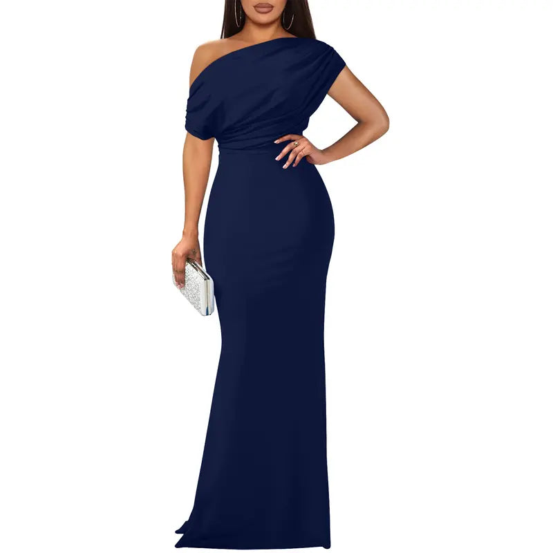 Yseult | Women's Bodycon Off-Shoulder Short-Sleeve Maxi Dress