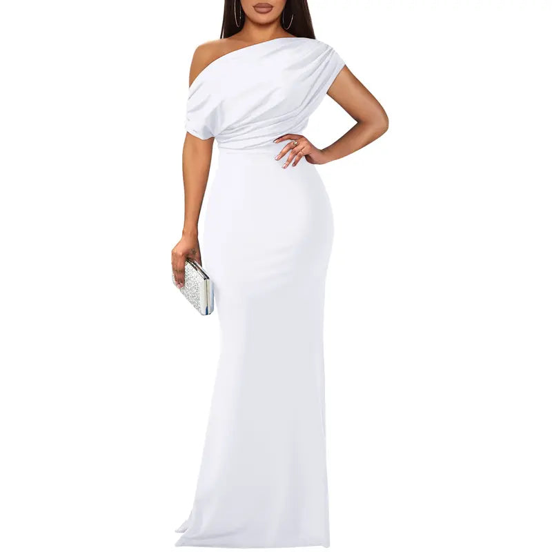 Yseult | Women's Bodycon Off-Shoulder Short-Sleeve Maxi Dress