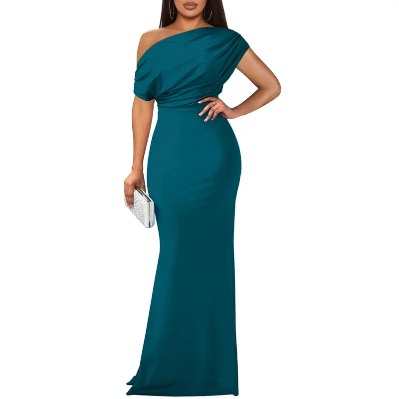 Yseult | Women's Bodycon Off-Shoulder Short-Sleeve Maxi Dress
