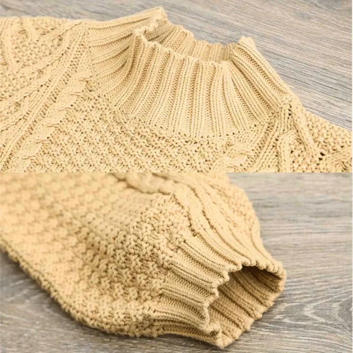 Margarethe | Women's Cable-Knit Mock-Neck Long-Sleeve Relaxed Cardigan