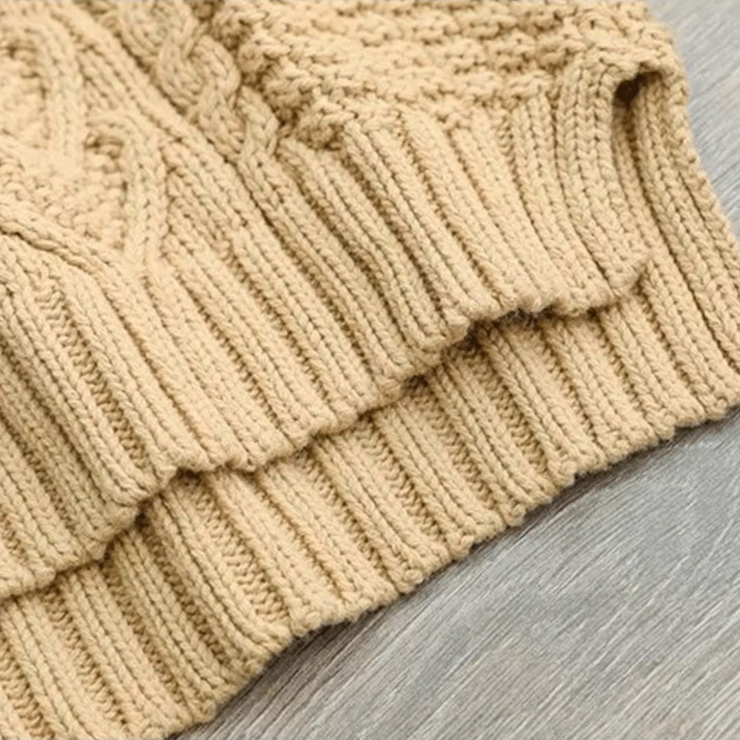 Margarethe | Women's Cable-Knit Mock-Neck Long-Sleeve Relaxed Cardigan