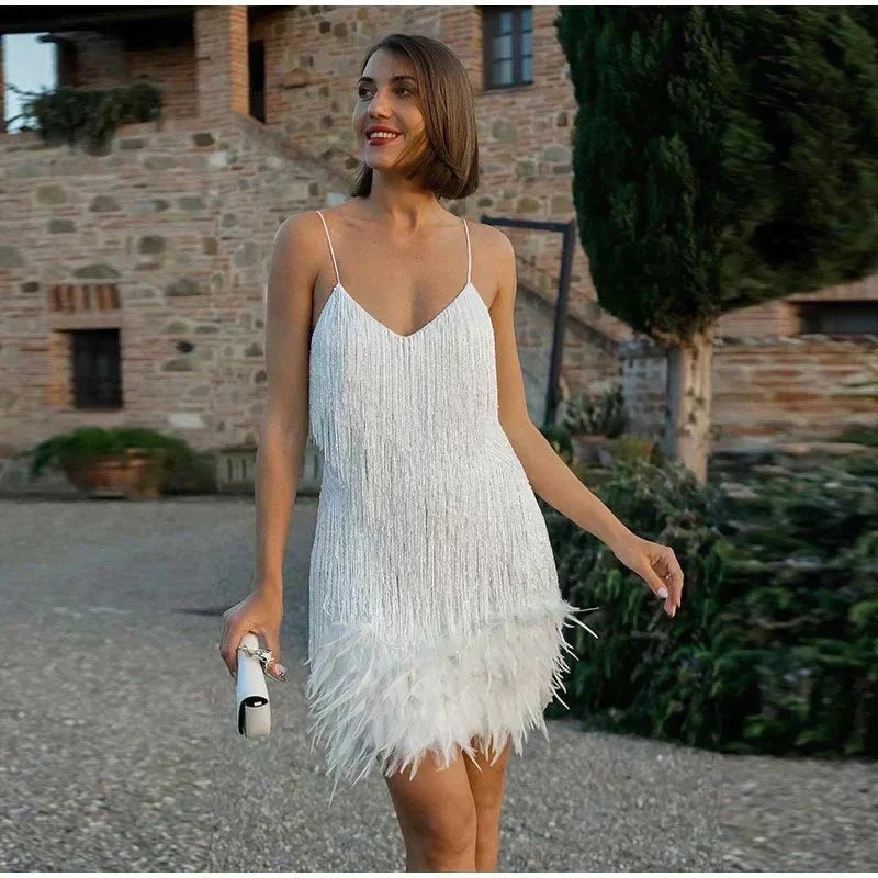 Amabel | Women's Sequin V-Neck Spaghetti-Strap Mini Dress