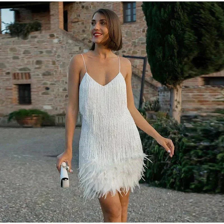 Amabel | Women's Sequin V-Neck Spaghetti-Strap Mini Dress
