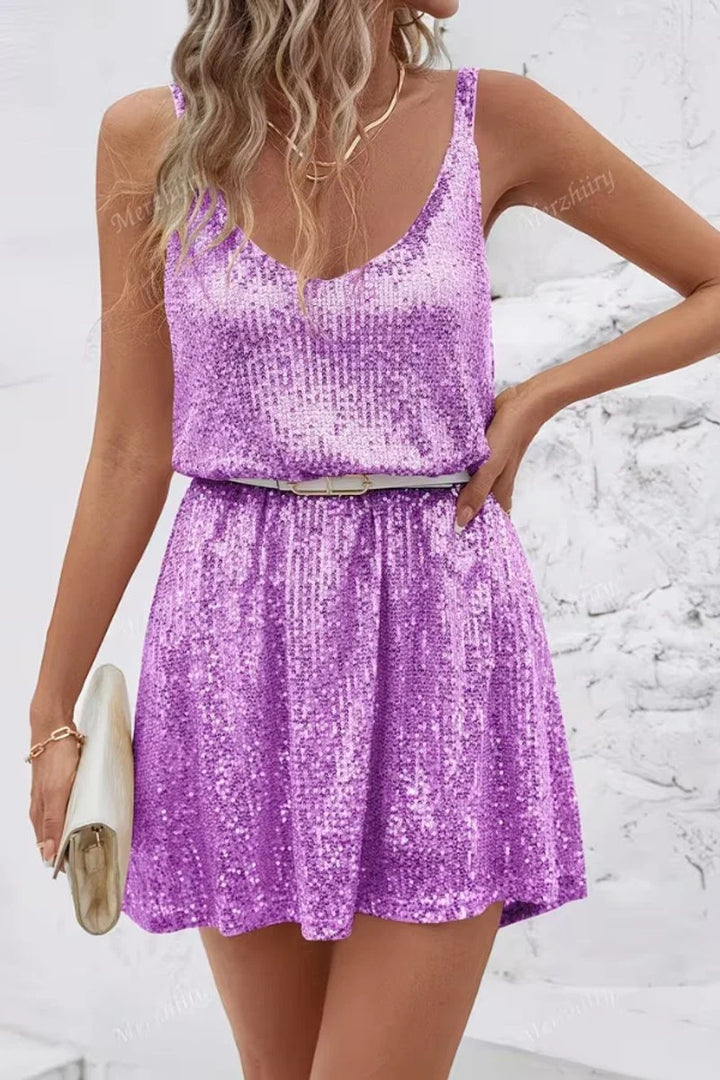 Bridgette | Women's Sequin V-Neck Sleeveless Mini Dress