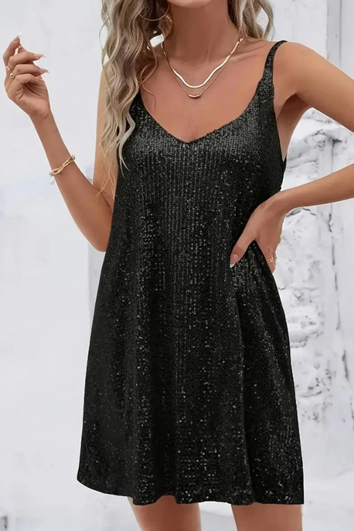 Bridgette | Women's Sequin V-Neck Sleeveless Mini Dress