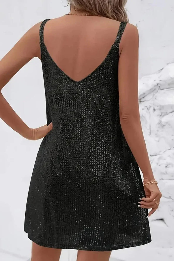 Bridgette | Women's Sequin V-Neck Sleeveless Mini Dress