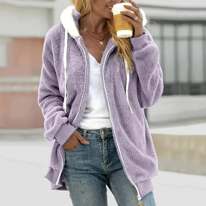 Norberta | Women's Sherpa Hooded Zip-Front A-Line Coat