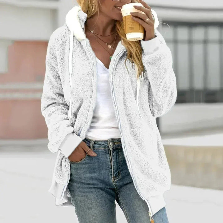 Norberta | Women's Sherpa Hooded Zip-Front A-Line Coat