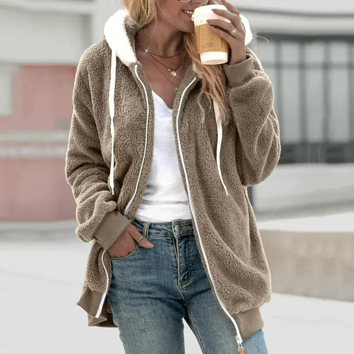 Norberta | Women's Sherpa Hooded Zip-Front A-Line Coat