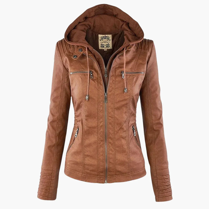 Quintilla | Women's Leather Pocket Hooded Zip-Front Jacket