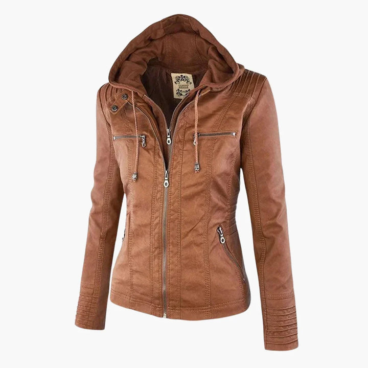 Quintilla | Women's Leather Pocket Hooded Zip-Front Jacket