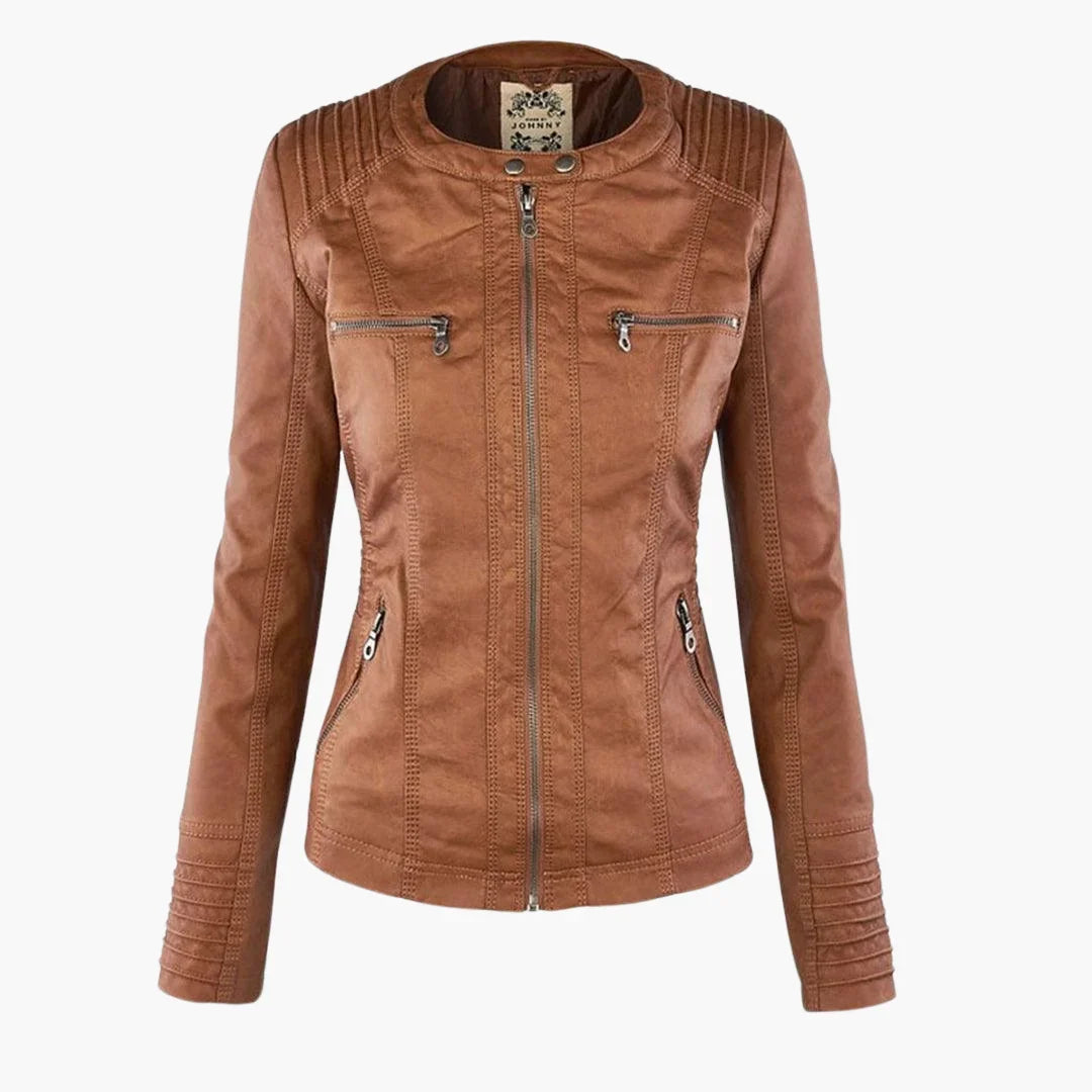 Quintilla | Women's Leather Pocket Hooded Zip-Front Jacket