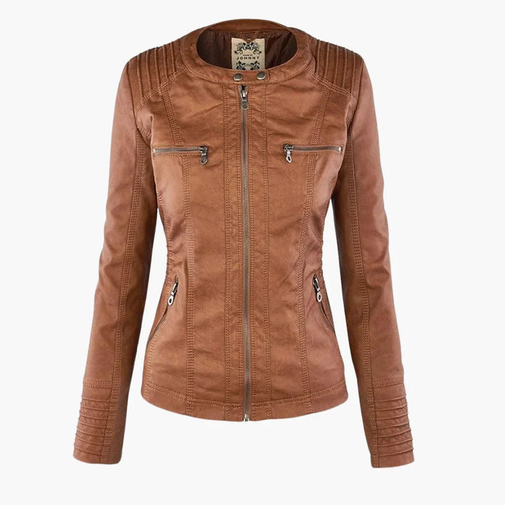 Quintilla | Women's Leather Pocket Hooded Zip-Front Jacket