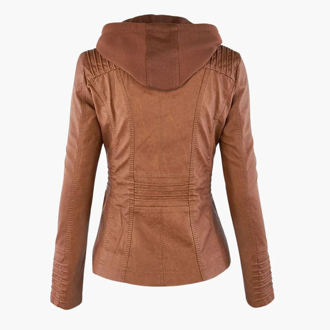 Quintilla | Women's Leather Pocket Hooded Zip-Front Jacket