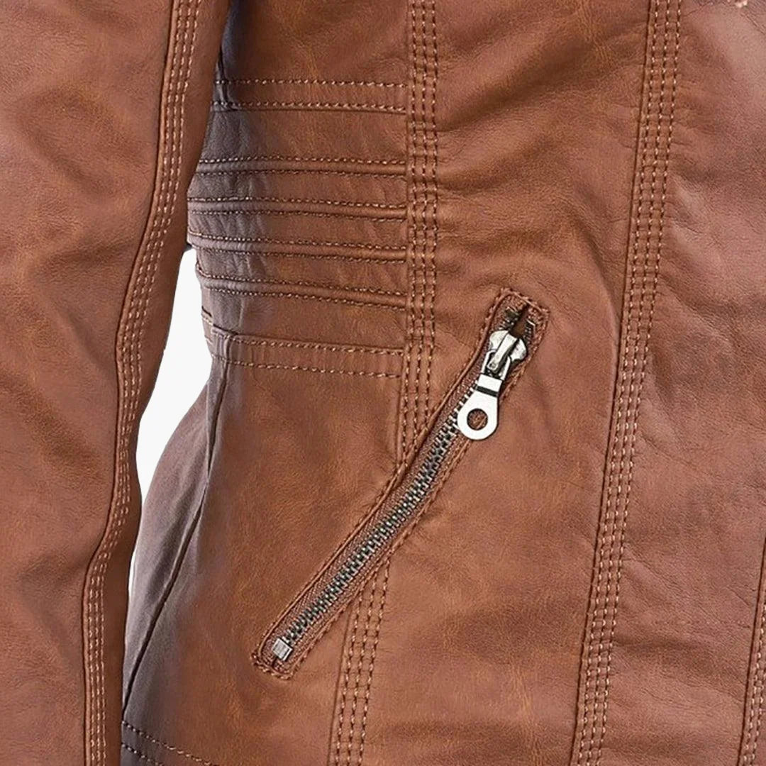 Quintilla | Women's Leather Pocket Hooded Zip-Front Jacket