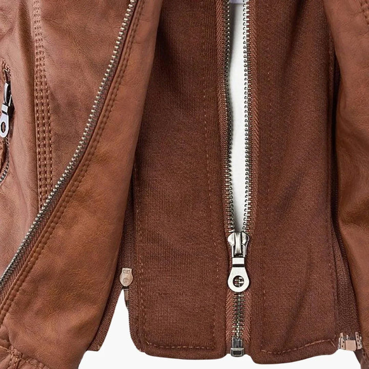 Quintilla | Women's Leather Pocket Hooded Zip-Front Jacket