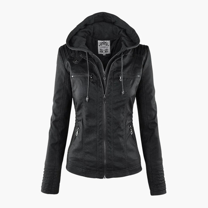 Quintilla | Women's Leather Pocket Hooded Zip-Front Jacket