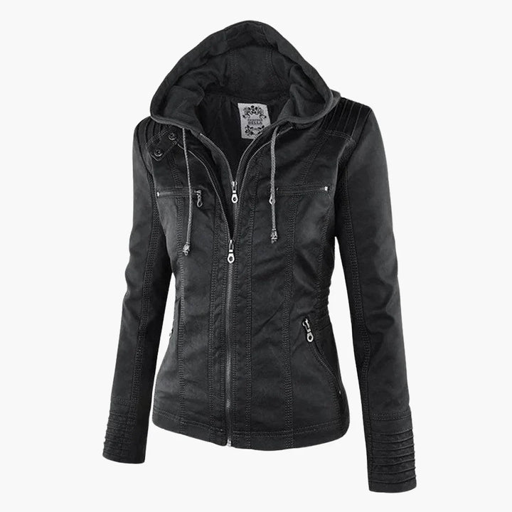 Quintilla | Women's Leather Pocket Hooded Zip-Front Jacket