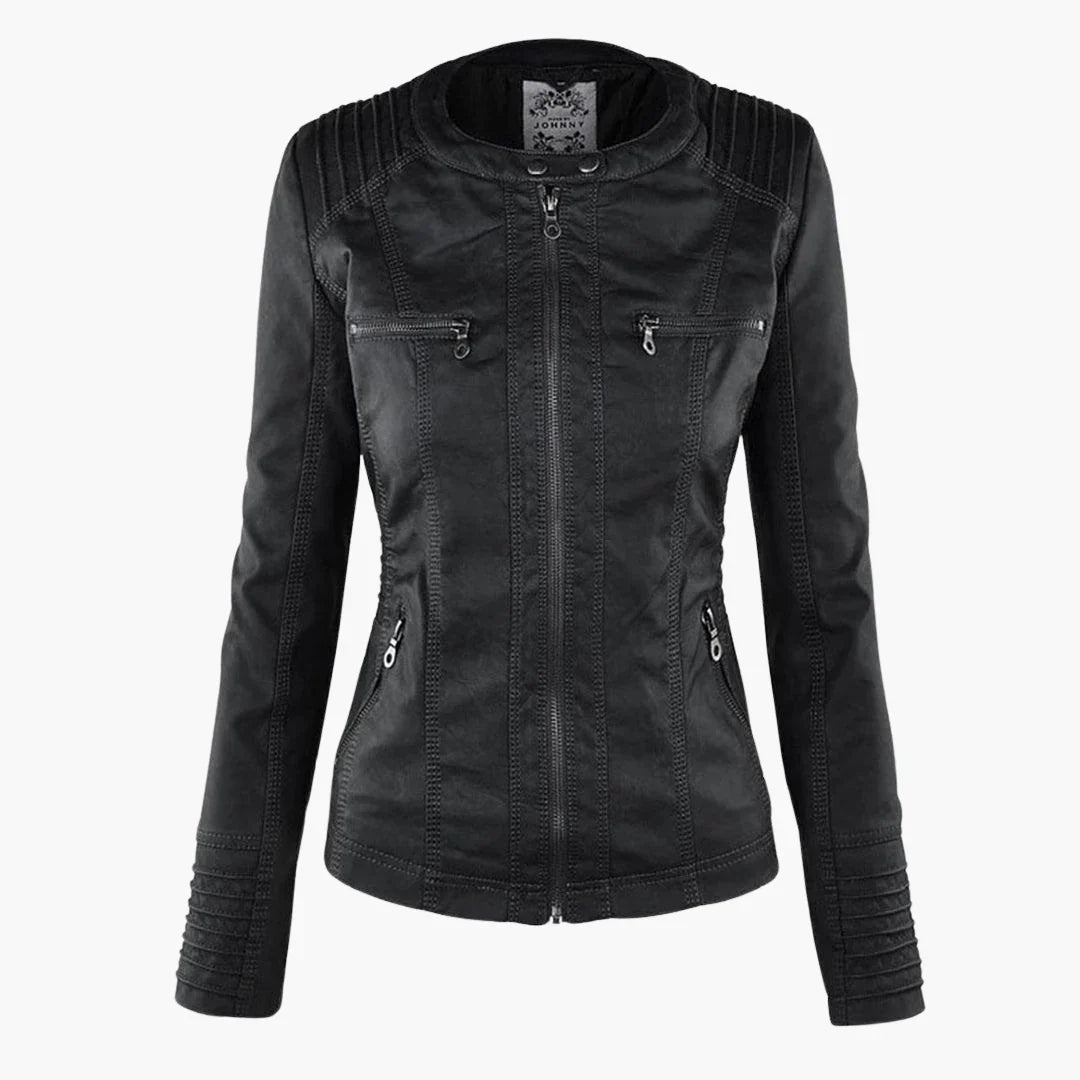 Quintilla | Women's Leather Pocket Hooded Zip-Front Jacket