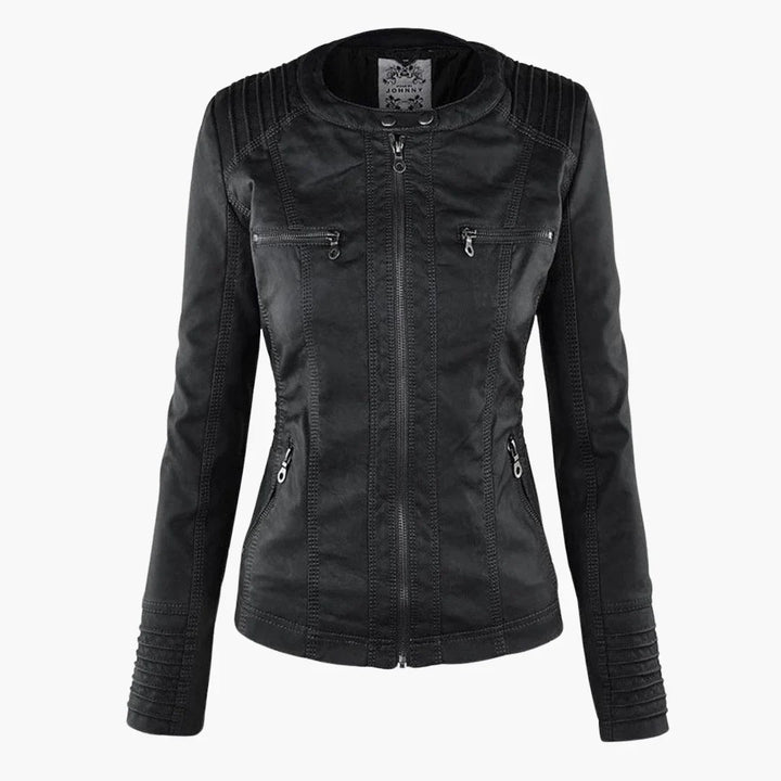 Quintilla | Women's Leather Pocket Hooded Zip-Front Jacket