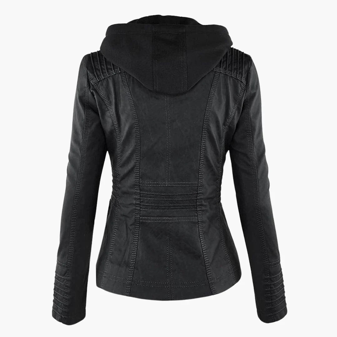 Quintilla | Women's Leather Pocket Hooded Zip-Front Jacket