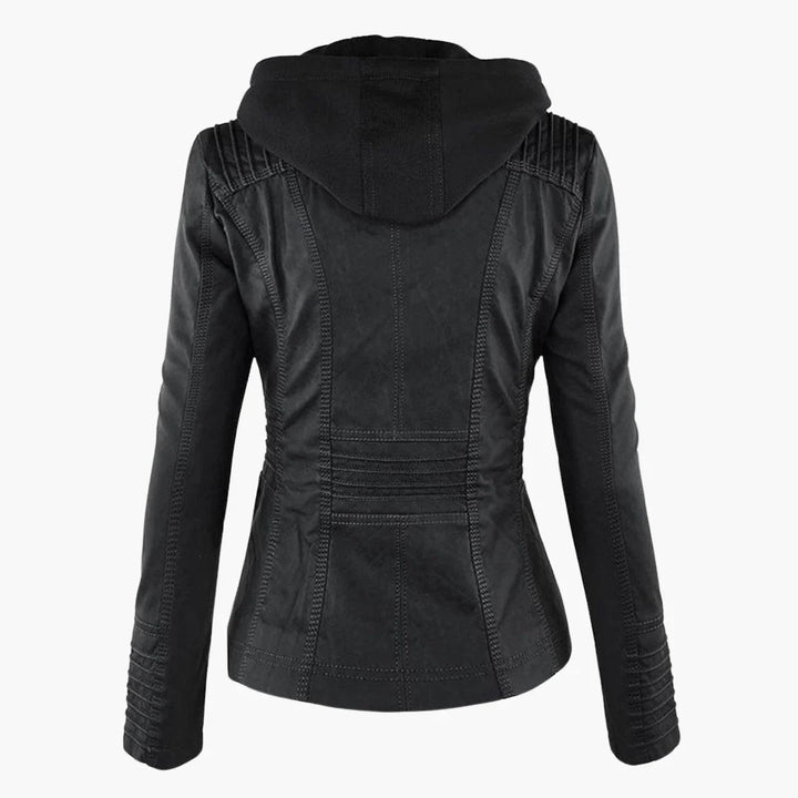 Quintilla | Women's Leather Pocket Hooded Zip-Front Jacket
