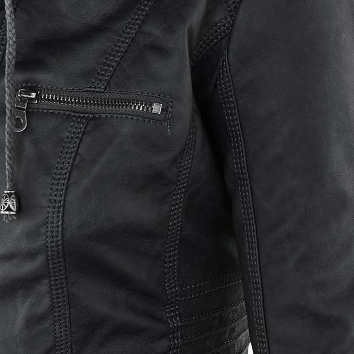 Quintilla | Women's Leather Pocket Hooded Zip-Front Jacket